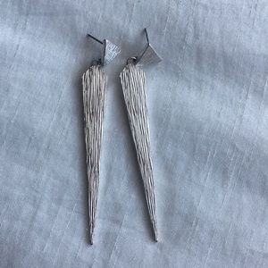Silver tone long earrings